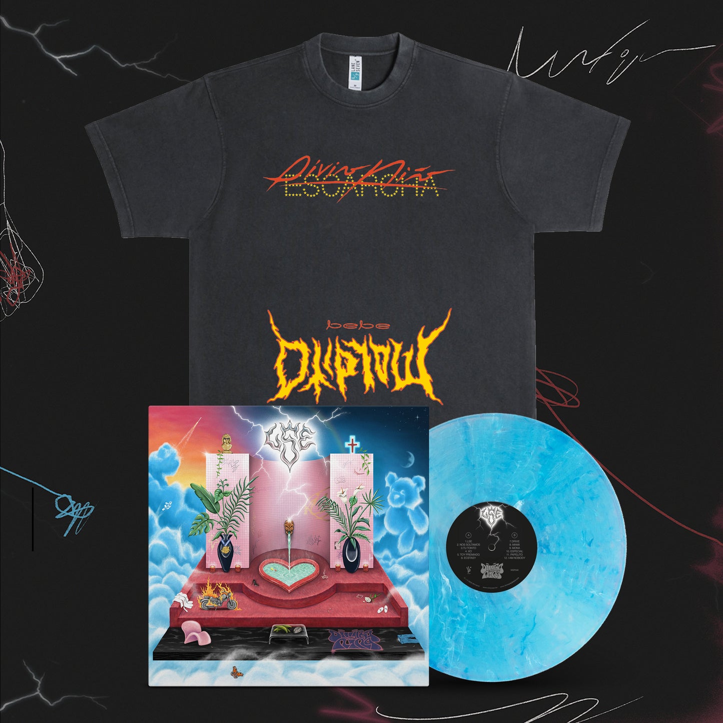 LSE Anniversary Bundle: Blue Vinyl + Escarcha T-Shirt