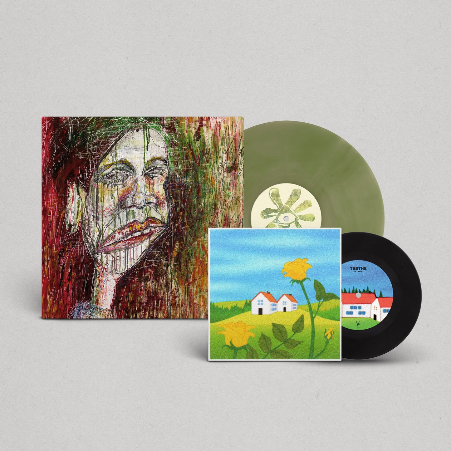 Teethe Bundle: Green Geode Vinyl + Tag/Lucky 7"