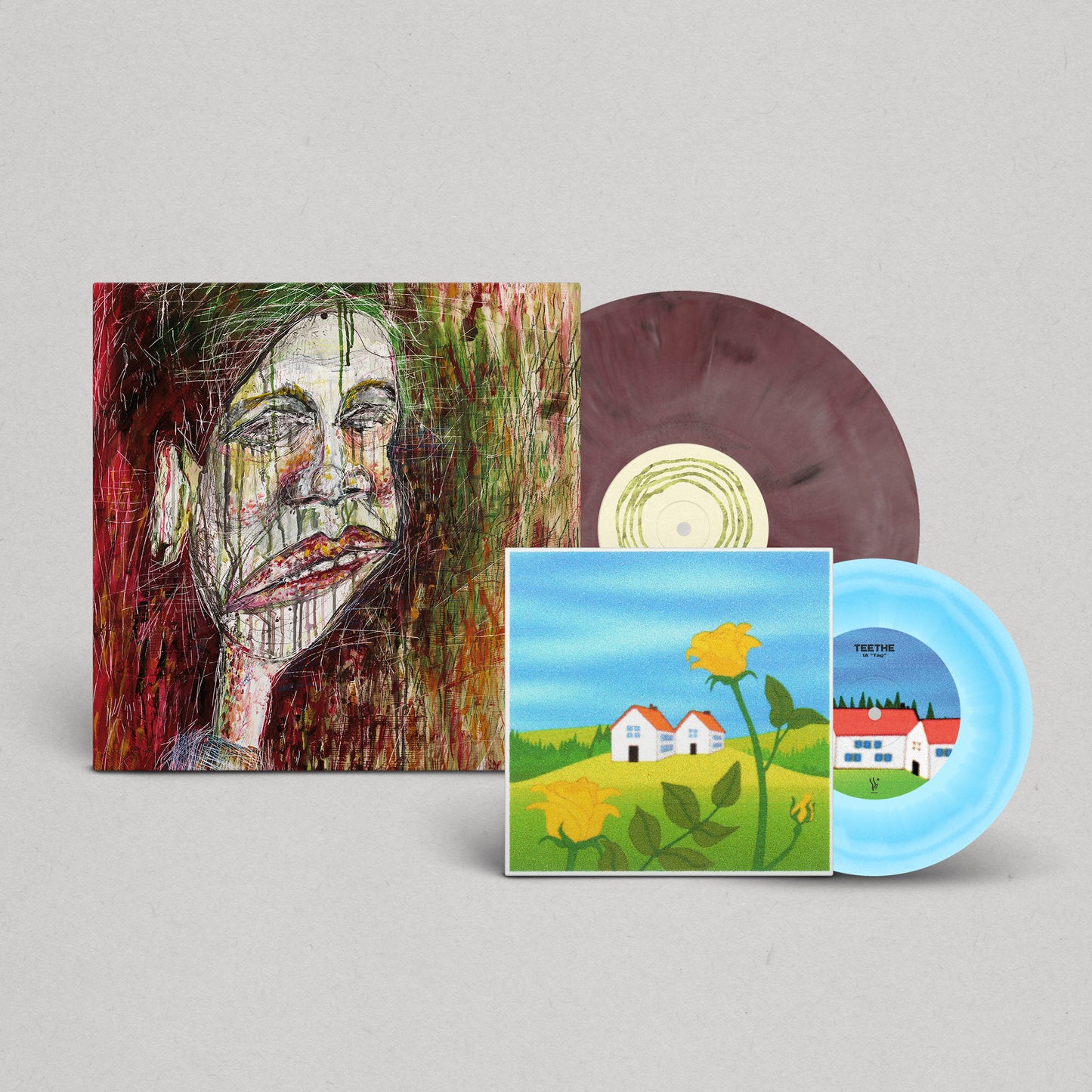 Teethe: S/T Purple LP + Tag / Lucky Blue 7"